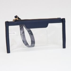 Navy Blue Clear Transparent Wristlet Bag Purse Rectangle Casual Womens Accessory